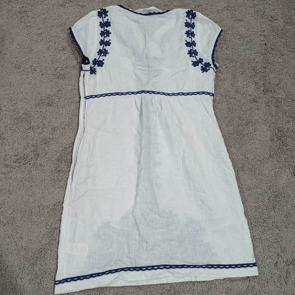 Boden White Linen Dress with Navy Embroidery - Picture 12 of 15